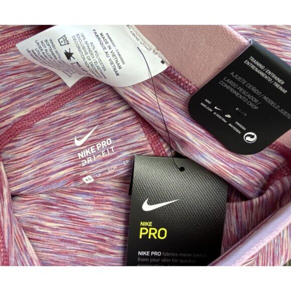 Nike pro Sz XS leggings Women Athletic Gym Pink Athleisure Gym New - Picture 3 of 3